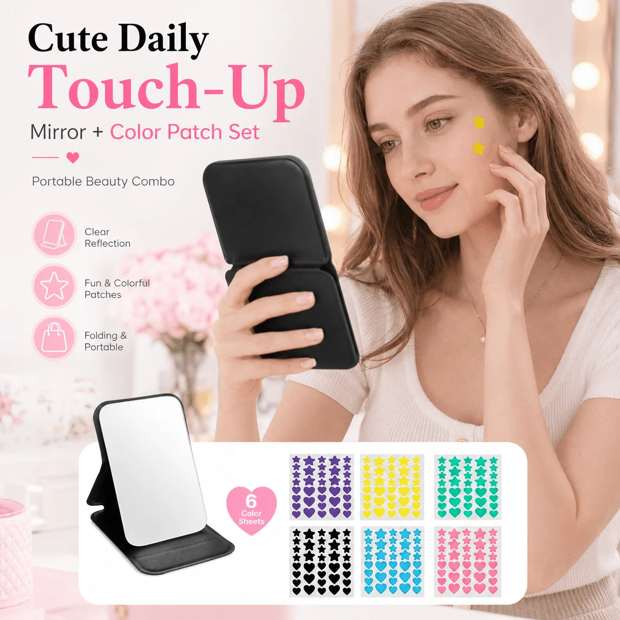 Foldable Tabletop Mirror & Pimple Patch Set - product photo 6