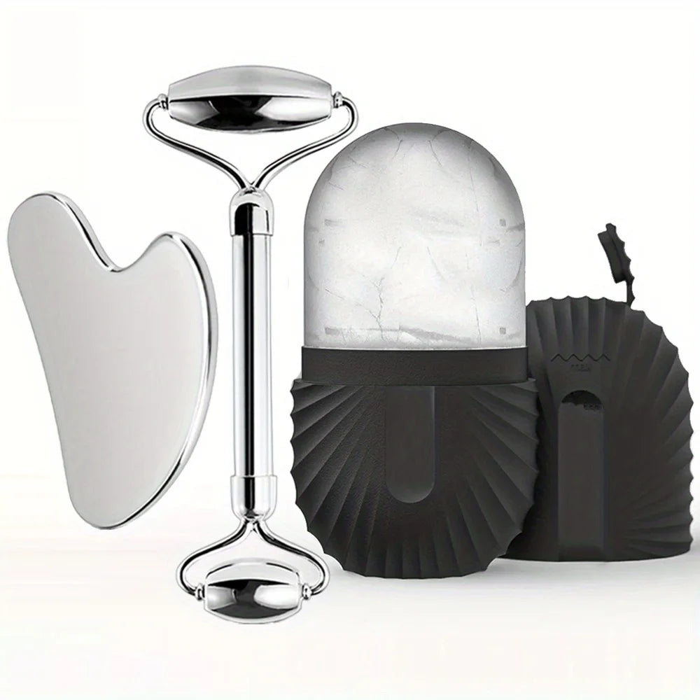 3-in-1 Stainless Steel Ice Roller & Gua Sha Set