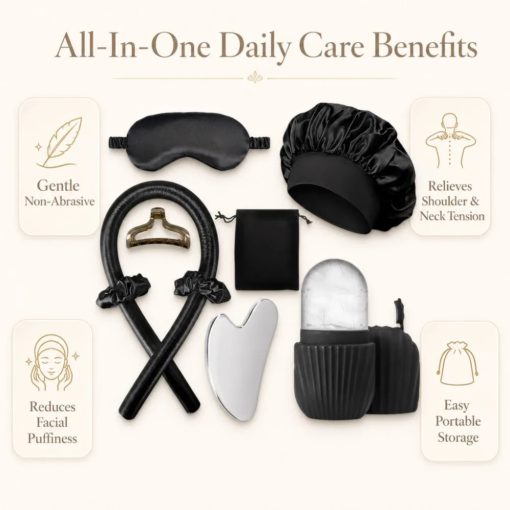 Silk Sleep & Spa Gift Set — Eye Mask, Bonnet & Hair Clip
