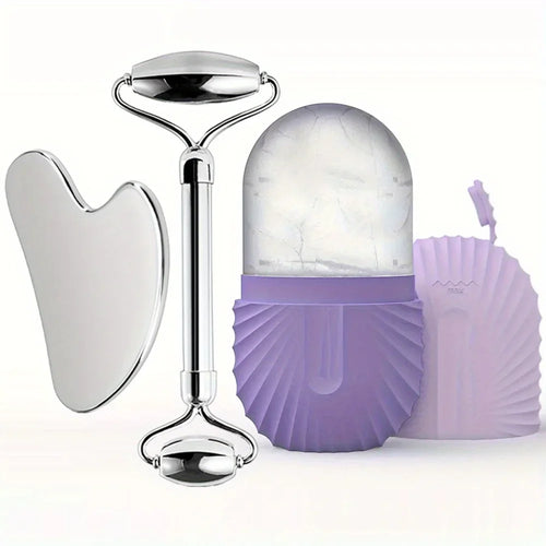 3-in-1 Stainless Steel Ice Roller & Gua Sha Set