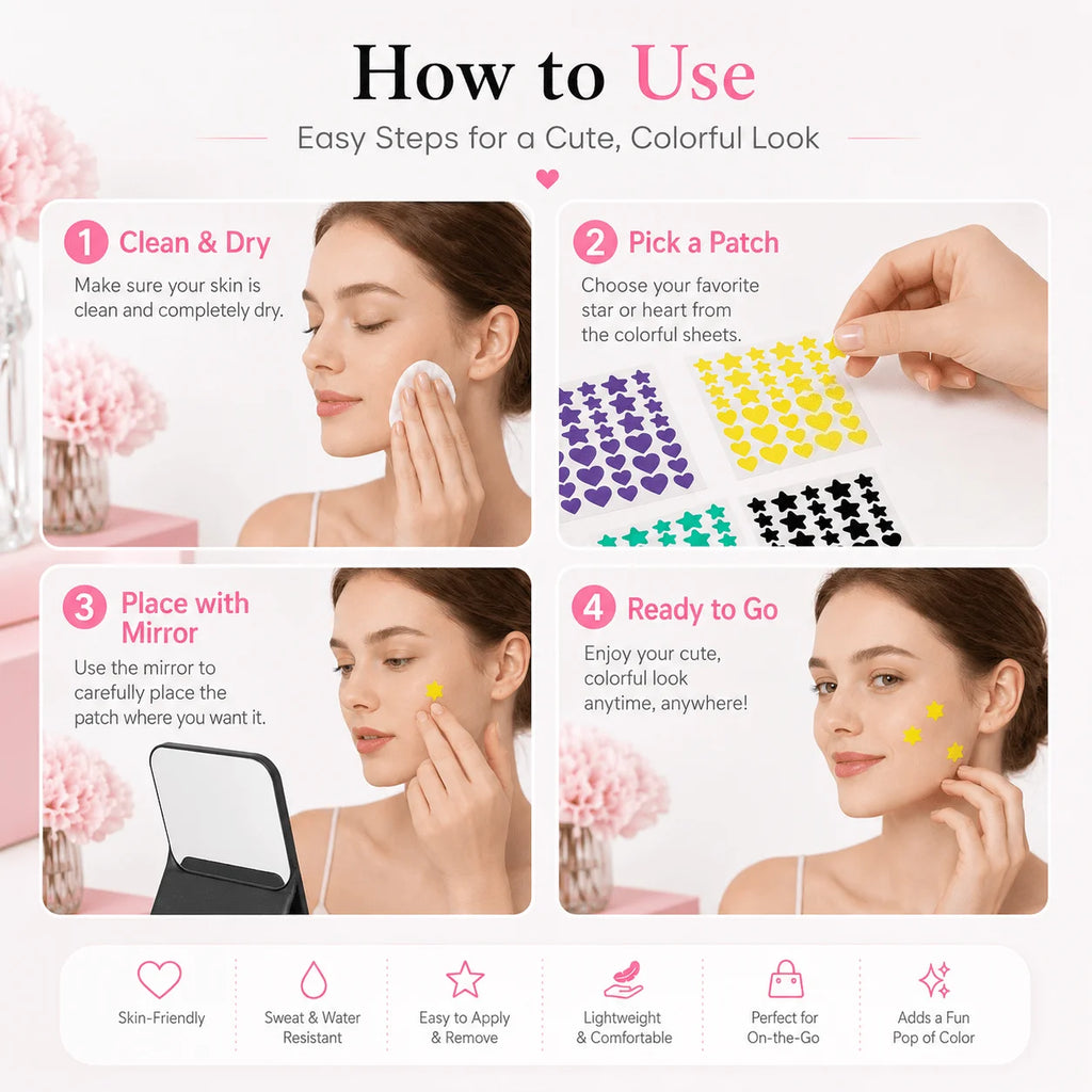 Foldable Tabletop Mirror & Pimple Patch Set - product photo 3
