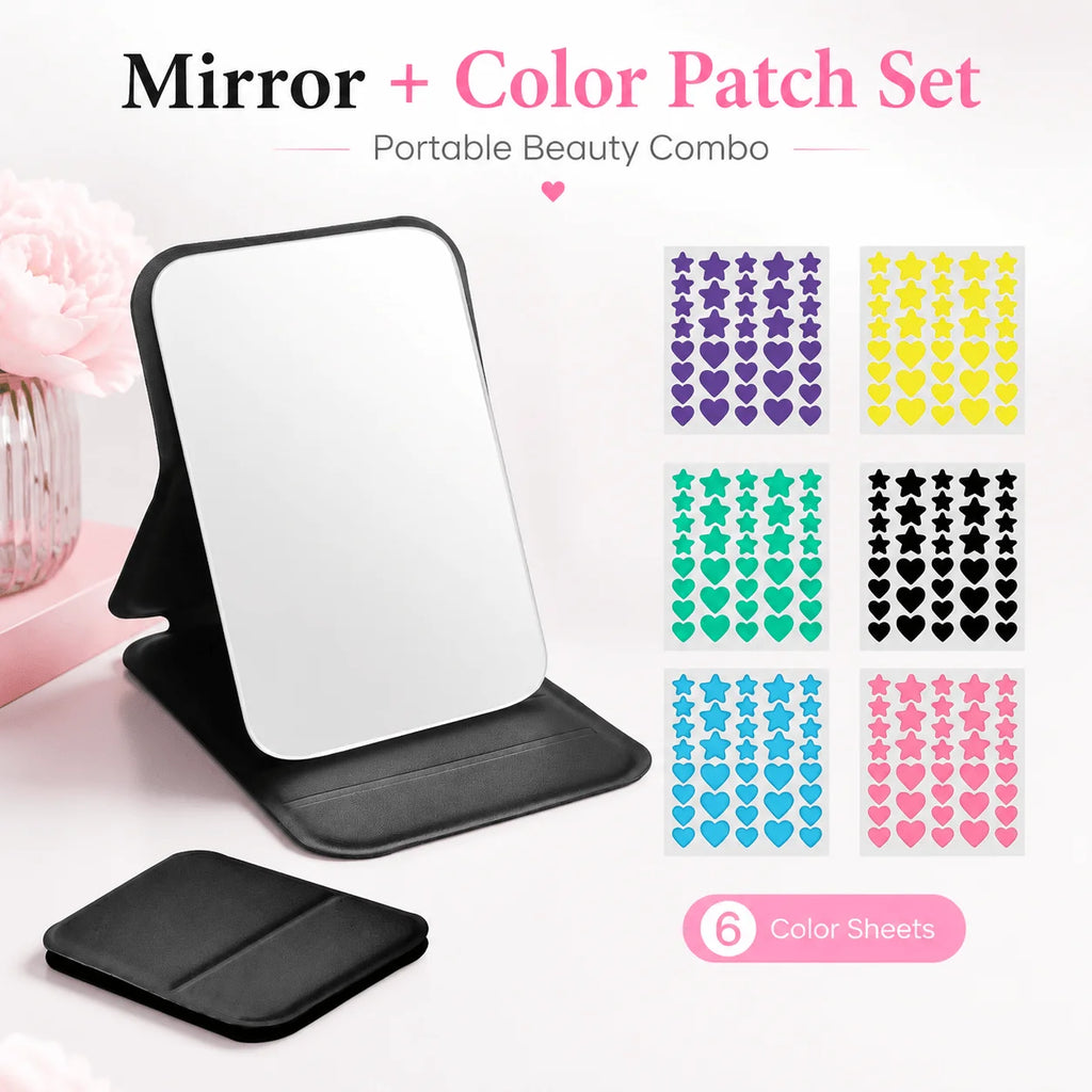 Foldable Tabletop Mirror & Pimple Patch Set | Arctic Glow Beauty Supply