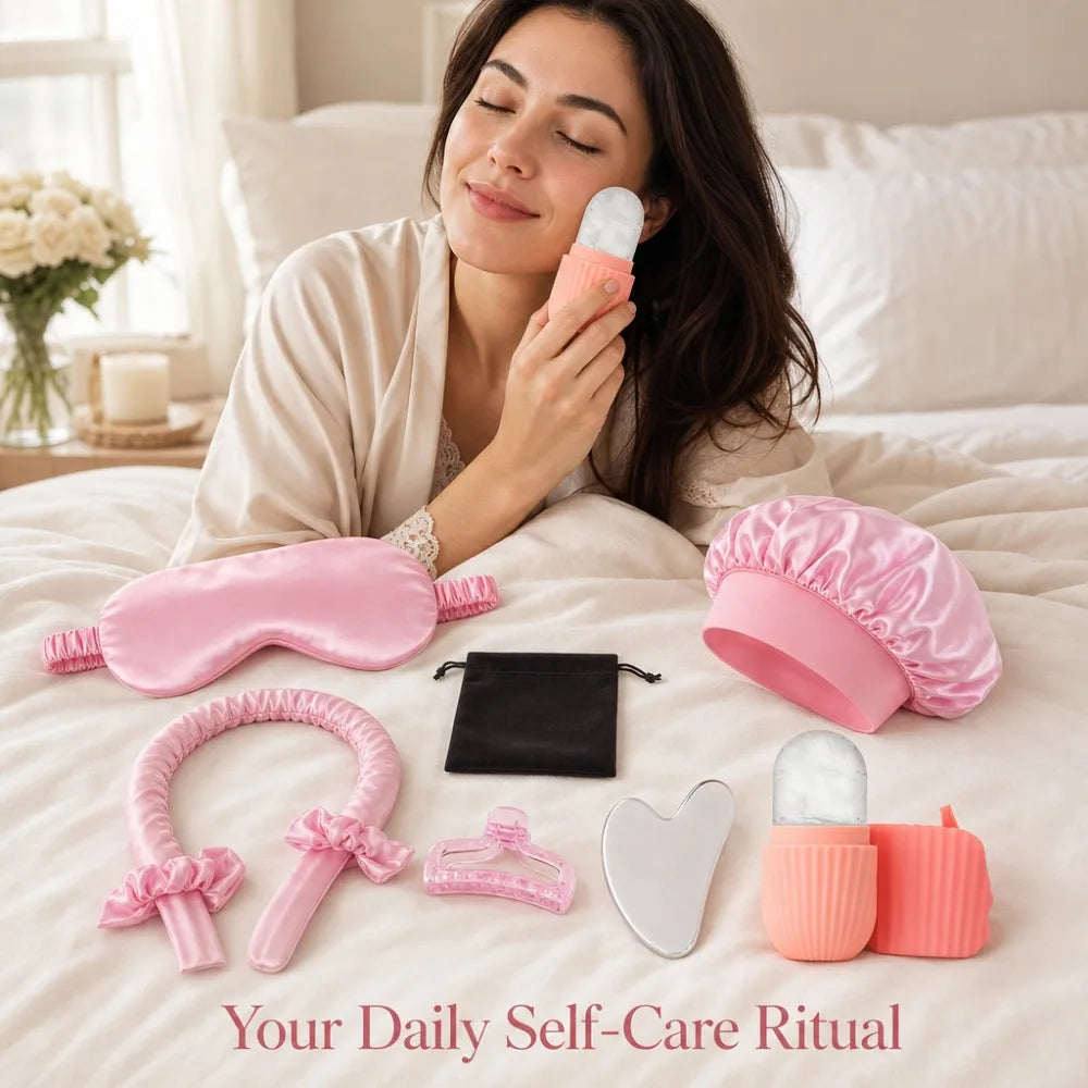 Silk Sleep & Spa Gift Set — Eye Mask, Bonnet & Hair Clip