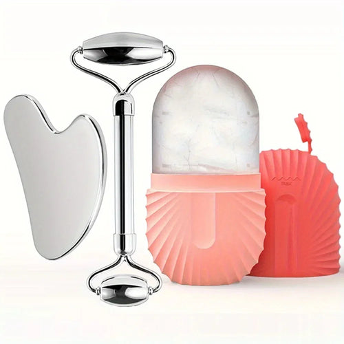 3-in-1 Stainless Steel Ice Roller & Gua Sha Set
